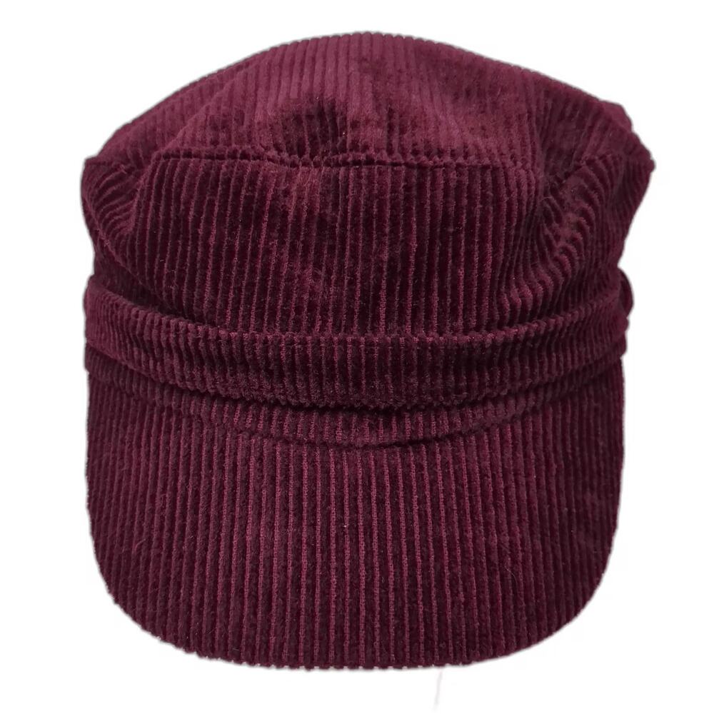Cato Army Cap Hat Red Corduroy One Size Cadet Style Patrol Flat Top Solid